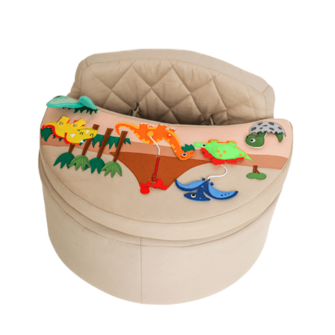 Activity Sessel rund Activity Sessel Rondo beige mit Dino Auflage